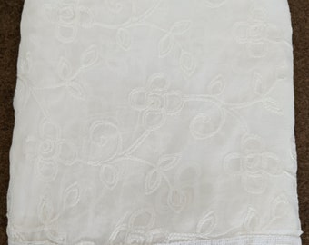 White Chiffon Dupatta Full embroidered with Thread Work  and Crochet Lace|  White Dupatta| Scarf | Stole| Hijab | White Chunri