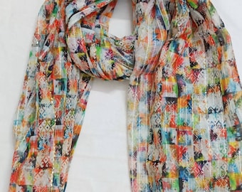 Digital Print Scarf| Multipurpose scarf| Multicolored Scarf| Chanderi scarf| Wrap|Designer Dupatta|Chunri| Stole