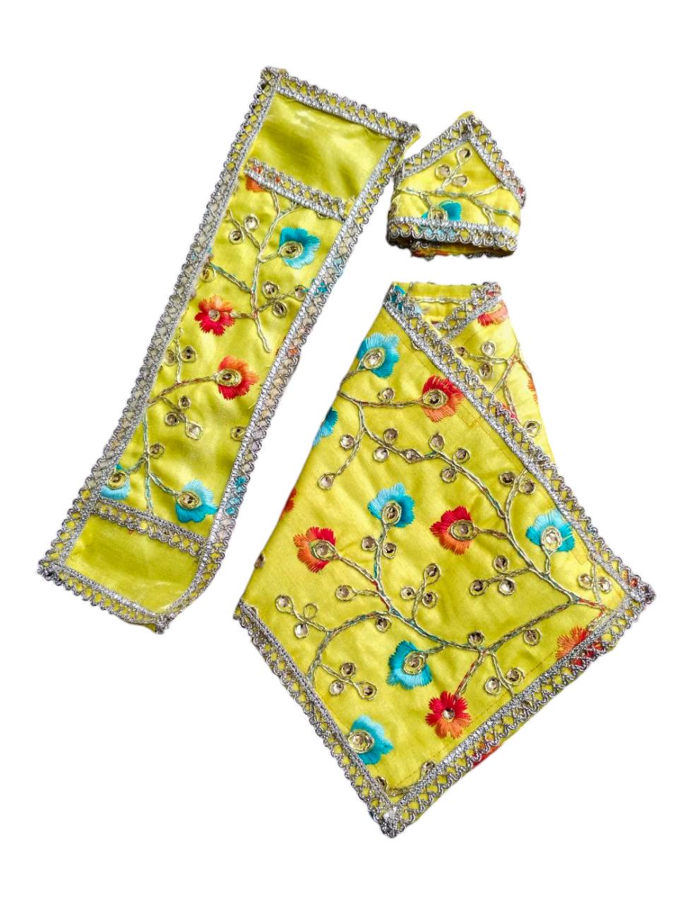 Yellow Baba Yellow Silk Sai Baba Dress Set | Embroidered Sai Baba Poshak for 10 to ...