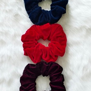 Handmade Scrunchies  Velvet Scrunchies Velvet Scrunchie Set Velvet Hair Tie  Bridesmaids Scrunchies Set Of 3 Gift for Her