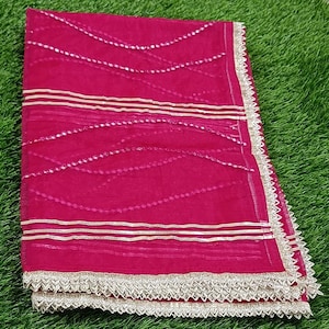 Designer Organza Pink Dupatta| Indian Pakistani  dupatta| Designer Stole|Scarf| Dupatta With Golden Gota Work and lace|Fancy Wrap
