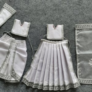 Radha Krishna Idol Dress: White Organza Yugal Jodi Poshak (14 Inch)