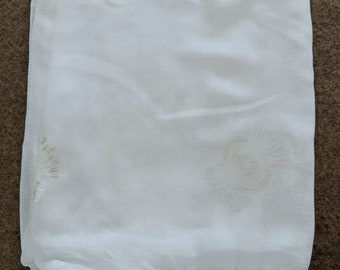 White Chiffon Dupatta| White Stole| White scarf| White Chunri| White Head Wrap| Embellished With Booty Work and Pom Pom Lace