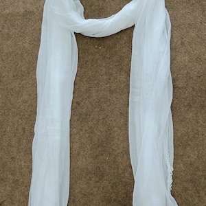 Plain  White Chiffon Dupatta With Kingri Border| Multipurpose White Chiffon Plain Scarf