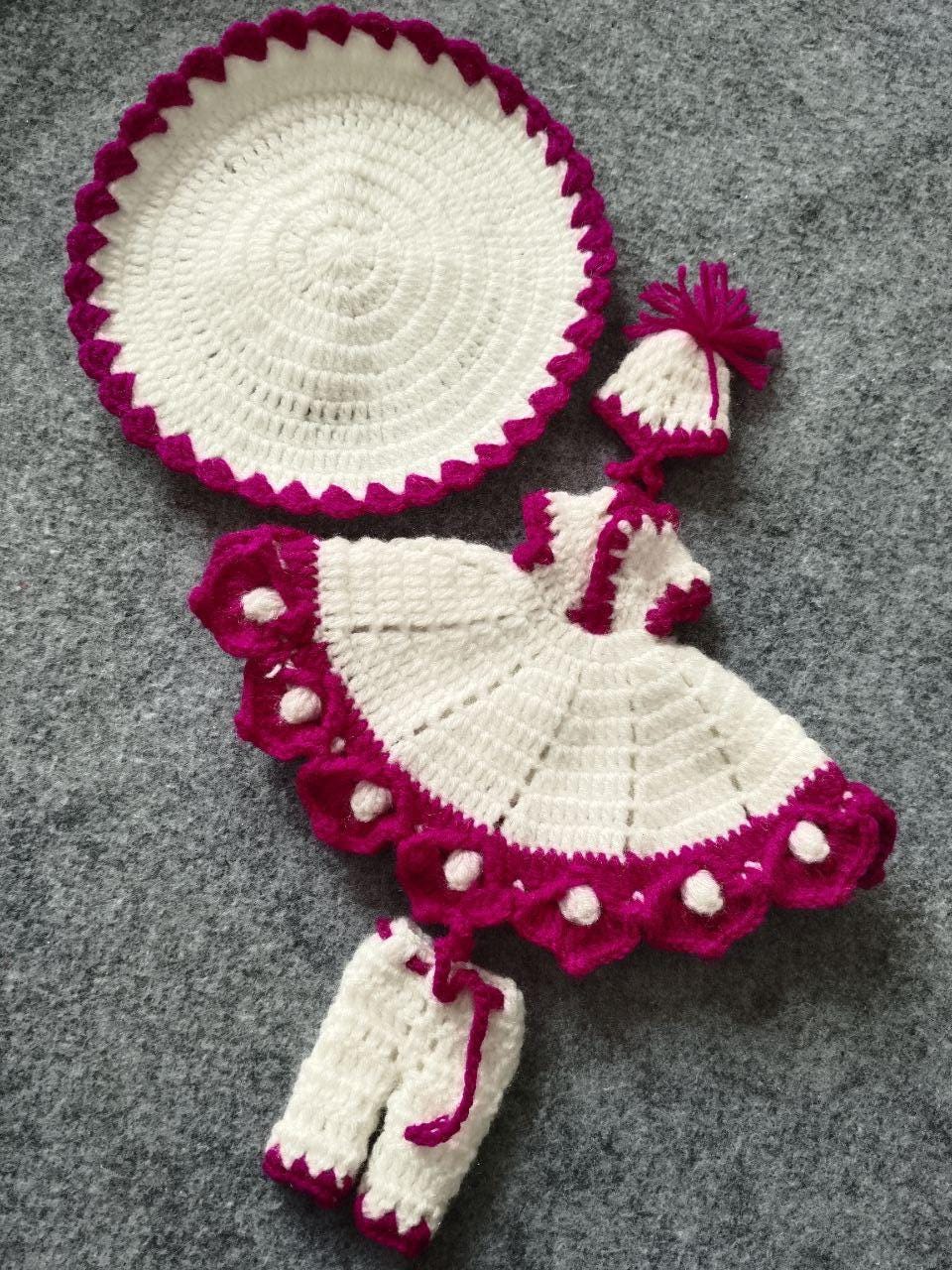 Handknit Woolen Krishna Dress: Laddu Gopal Ji Poshak for 2 to 3 No With  Aasan - Etsy