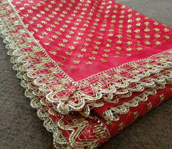 Lot De 2 Chunari Dupatta Pour Statue Ganesh - Tissu Brodé 9x3 Pouces Vert Et Jaune