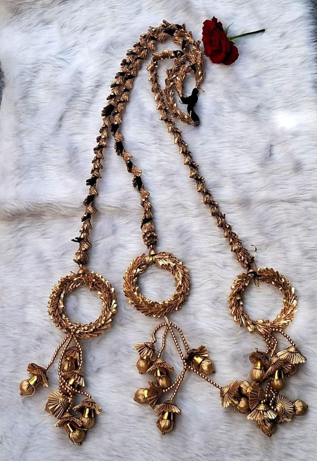 Punjabi Parandi | Golden Braid With Tassels | Bridal Hair Accessory ...