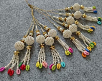 Boho Beaded Tassels: Indian Latkans for Suit, Lehenga, Sarees, Dupatta, Home Decor (12 Pcs)| Multipurpose Tassels