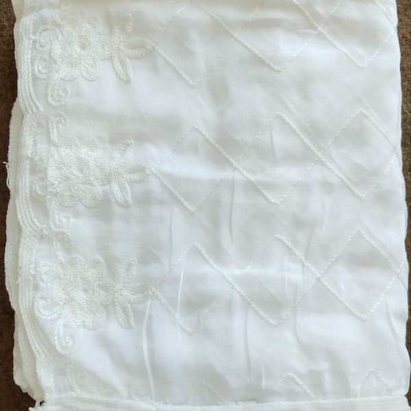 White Chiffon Dupatta Full embroidered with Thread Work Pom Pom Lace| White Dupatta| White Scarf | Stole| Hijab | White Chunri