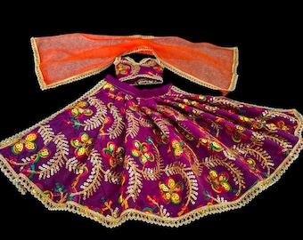 Sukienka Devi Maa | Sukienka Maty Rani | Tradycyjny zestaw Lehenga Choli Dupatta dla Idola Bogini | Dekoracja Pooja i Diwali