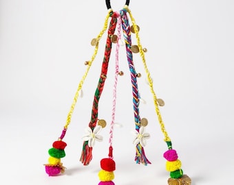 Accesorio para el cabello trenzado estilo boho / Adorno para el cabello con borla colorida, conchas y monedas / Accesorio para peinados de festivales / Extensiones de cabello para las fiestas