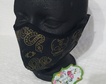 Gothic Snake Face Mask: Washable Cotton Blend, Halloween Costume
