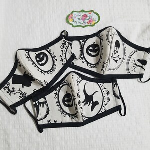 Gothic face masks, Hallows Eve, Halloween, Ouija board, Washable, Reusable, Cotton, With filter, Face masks with filter, Black cat, witches