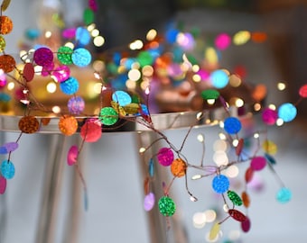 Colourful String Light Chain - Confetti Lights - Indoor Fairy Light Garland