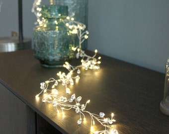 Sparkly Fairy Light Garland - Crystal Cluster Light Chain - Shiny Crystal Beads On String