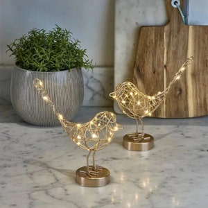 Cute Fairy Light Decoration - Sweet Robin Table Light Copper or Gold Colour Table ornament Indoor Light