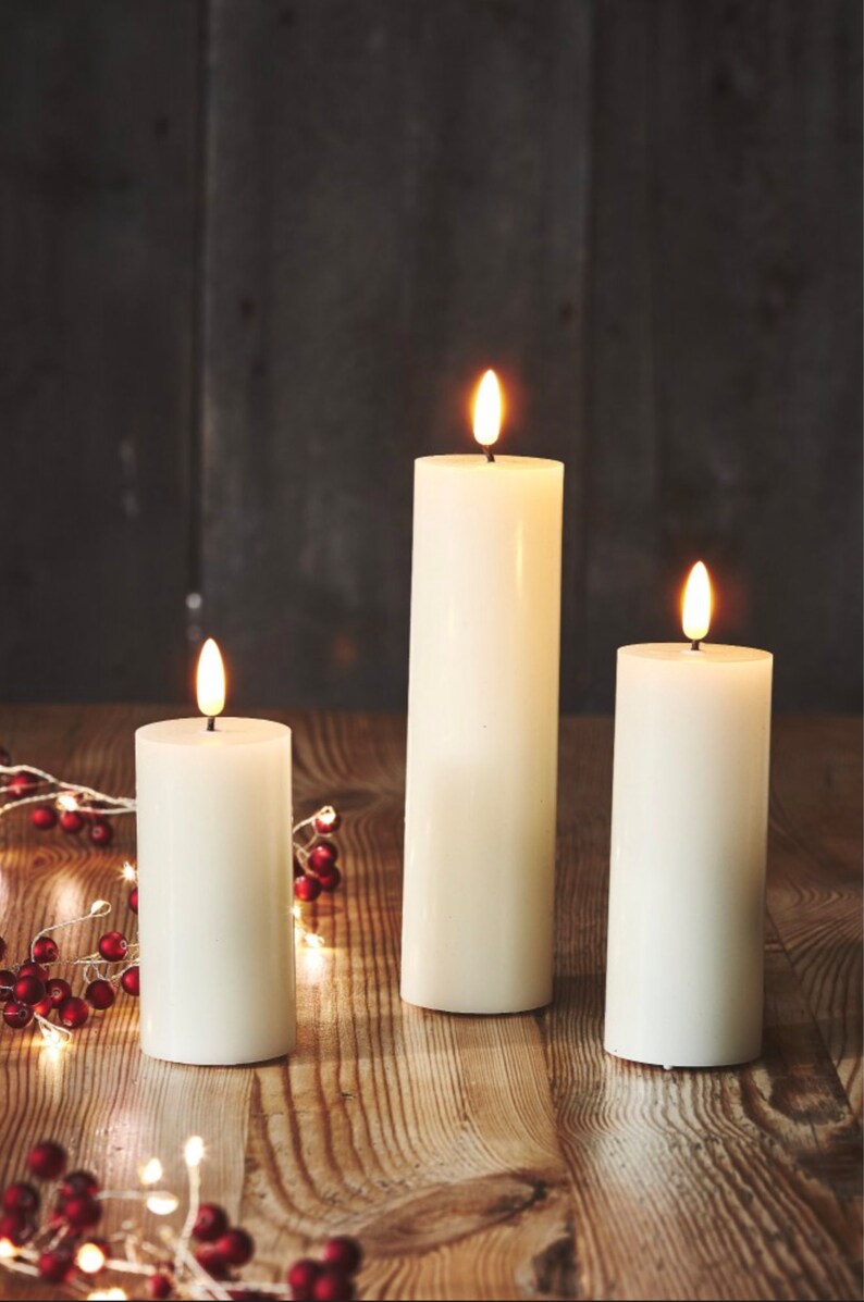 LED Pillar Candles sets of 3 Etsy UK