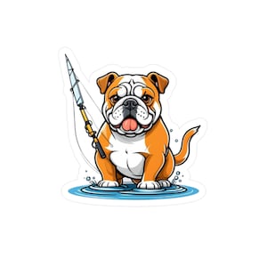 Niedliche Hundeangeln Vinyl Aufkleber für Tierliebhaber, wasserdichte Aufkleber für Laptop, Auto, Wasserflasche, Geschenkidee