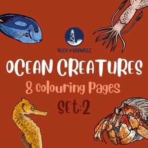 Dive into the Wonders of the Ocean with our Stunning Ocean Creatures Coloring Pages - Perfect for Adults and Kids! (Set 2)