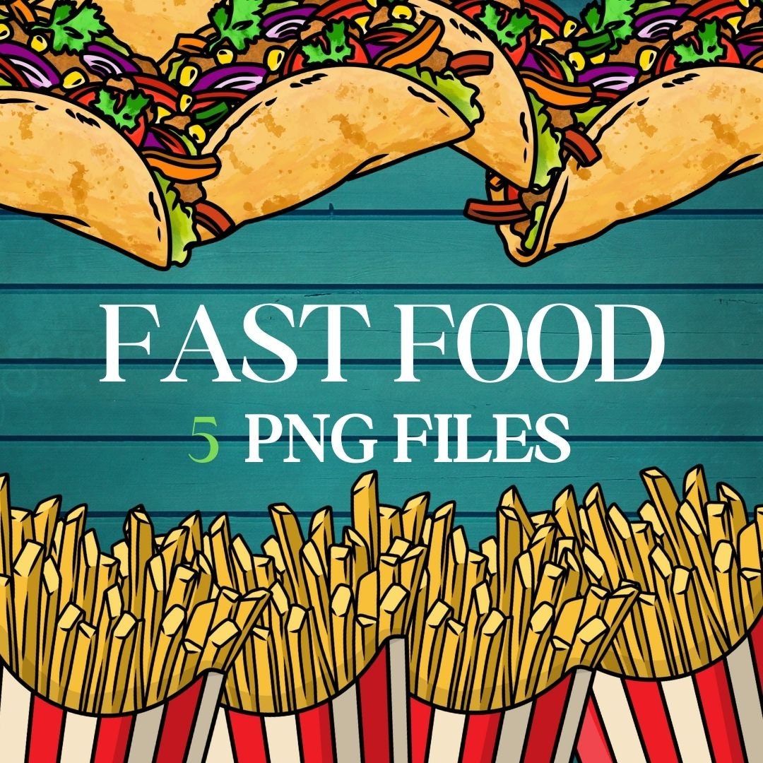 Fast Food Clipart Food Clipart Burger Clipart Pizza Digital Etsy