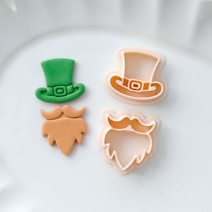 St Patricks Day Polymer Clay Cutters | Hat and Beard Clay Cutters | Earring Jewelry Making | Stud Clay Cutters | Polymer Clay Supplies