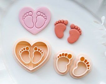 Baby Feet Clay Cutters | Baby Shower Polymer Clay Cutters for Clay Earrings | Baby Footprint Cutter