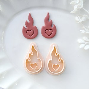 Heart On Fire Clay Cutters | Valentine&#39;s Day Polymer Clay Cutters for Earring Jewelry Making | Clay Tools