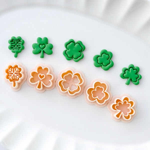 Three Leaf Clover Polymer Clay Cutters | St Patricks Day Shamrock Cutters Set | Stud Earring Cutters | Unique Design