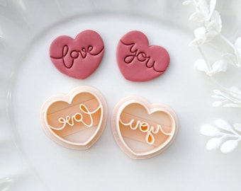 Love You Heart Polymer Clay Cutters: Valentine's Day Earring Jewelry Tool