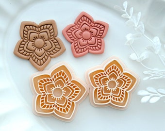 Boho Flower Polymer Clay Cutters | Embossing Clay Earring Mold