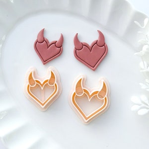 Devil Heart Valentines Clay Cutter | Evil Love Polymer Clay Cutters | Demon Lover Valentines Earrings Cutter | Jewelry Cutters