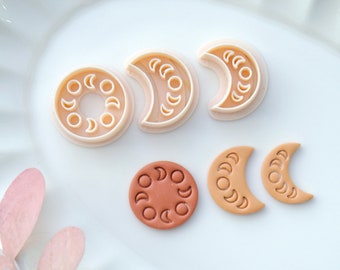 Moon Phases Clay Cutters Set | Boho Polymer Clay Earring Cutters | Jewelry Making