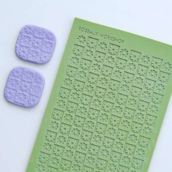 Flower Checkerboard Texture Mat For Polymer Clay | Soft Texture Sheet For Clay Earring Making | Polymer Clay Texture | Clay Tools