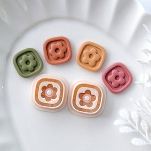 Debossing Squared Flower Polymer Clay Cutters | Spring Flower Stud Earring Cutters | Jewelry Earring Making