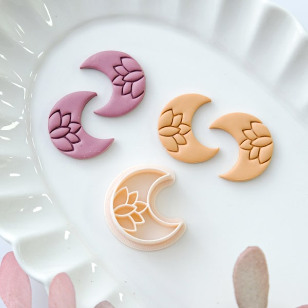 Lotus Moon Polymer Clay Cutters | Boho Clay Cutters | Moon Clay Cutters | Earring Jewelry Making