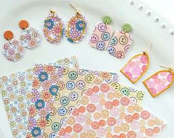 Retro Smiley Face Daisy Clay Transfer Paper: Polymer Clay Jewelry