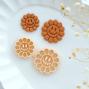 Spooky Smiley Sunflower Polymer Clay Cutters | Halloween Clay Cutters | Clay Earring Cutters | Polymer Clay Cutter for Jewelry Making