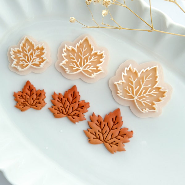Coupeurs d'argile Maple Leaf | emporte-pièces feuille d'automne en pâte polymère | Coupe-boucles d'oreilles en érable | Fraises à gaufrer | Fabrication de bijoux | Approvisionnement en pâte polymère
