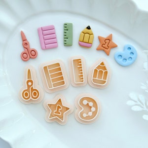 Back to School Stud Polymer Clay Cutters Set | Clay Earring Cutters | Teacher Cutters | Embossing Clay Cutter | Cute Cutter