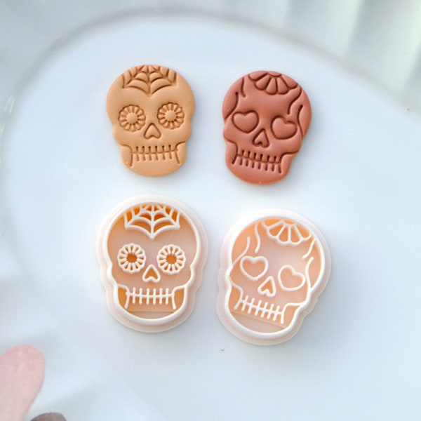 Sugar Skull Clay Cutters | Halloween Polymer Clay Earring Cutters | Jewelry Making | Clay Tools