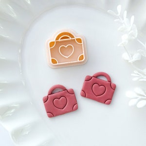 Heart Suitcase Clay Cutters | Valentine&#39;s Day Polymer Clay Cutters for Jewelry Making | Clay Tools | Stud Earring Cutter