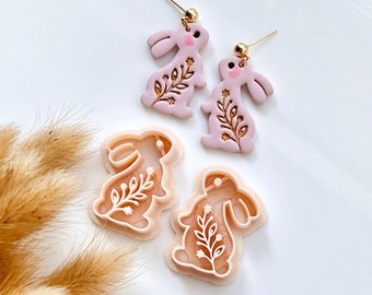 Floral Bunny Polymer Clay Cutters: Easter Earring Making