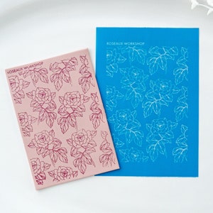 Rose Floral Silk Screen Stencil for Polymer Clay | Valentines Day Clay Stencils | Reusable Silkscreen | Clay Tools