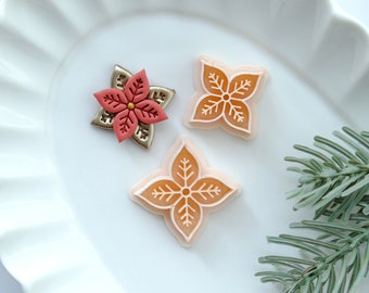 Christmas Clay Cutters | Poinsettia Polymer Clay Cutters | Clay Earring Cutters | Clay Tools | Jewelry Making |