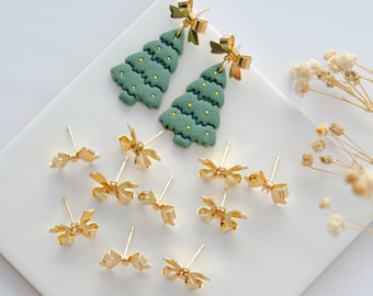 Postes para pendientes de lazo chapados en oro de 14 quilates: Suministros de joyería DIY