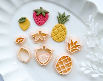 Summer Fruit Clay Cutters | Strawberry Pineapple Lemon Polymer Clay Cutter for Clay Earrings | Fruit Earring Cutter