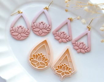 Lotus Teardrop Polymer Clay Cutters | Boho Spring Clay Earring Molds | Jewelry Making Tools