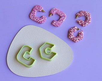 Hexagon Hoop Clay Cutters | Square Polymer Clay Earring Cutters | Clay Tools | 3D Printed Cutter