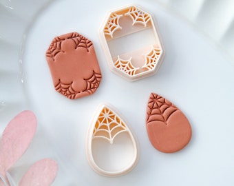 Halloween Polymer Clay Cutters | Spider Web Embossing Clay Earring Cutters | Jewelry Making