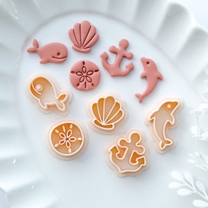 Summer Stud Polymer Clay Cutter | Ocean Clay Cutters | Clay Earring Cutter | Sand Dollar | Shell | Anchor | Dolphin | Whale | Jewelry Making